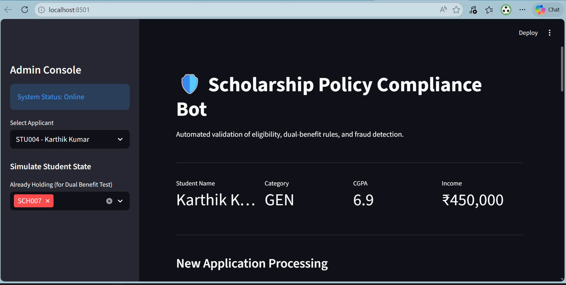 Dashboard Screenshot